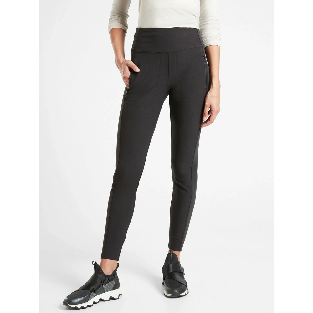 Athleta Headlands Hybrid Tights Women's 6‎ Black High Rise Ankle Zip Tech Active